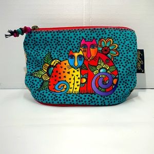 Laurel Burch "Feline Clan" Mini Clutch Cosemtic Pouch EUC